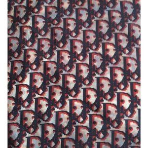 DIOR Red White Navy Trotter Print Logo Silk Scarf